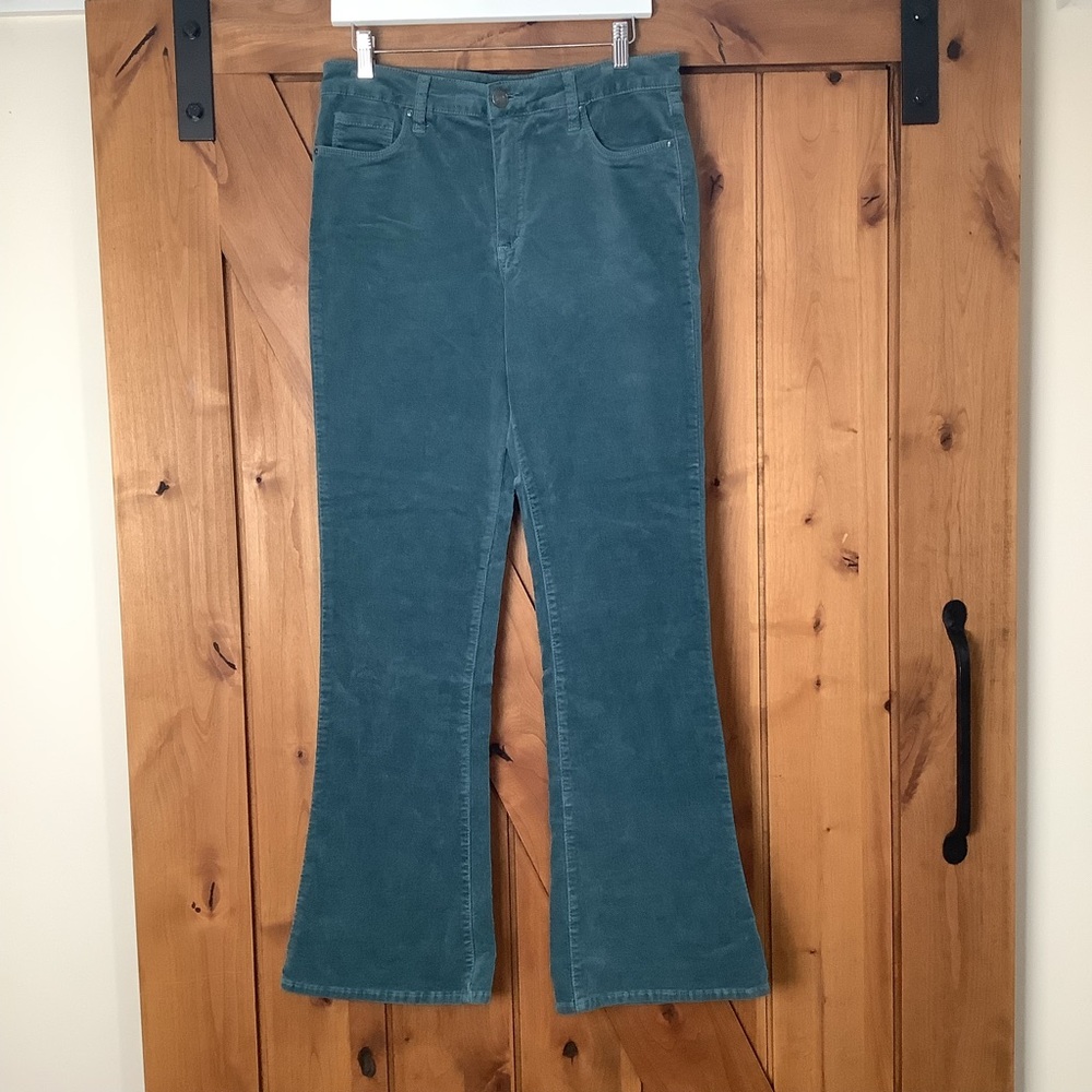 Kut From The Kloth High Rise Ana Fab Ab Flare Teal Corduroy Pants - Picture 3 of 13